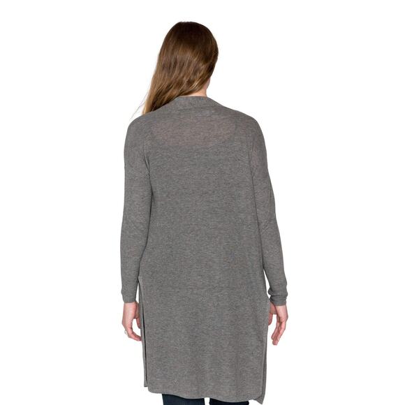 Velvet by Graham & Spencer Gray Lux Cotton Long Slit Cardigan Lighweight XS - Picture 9 of 9